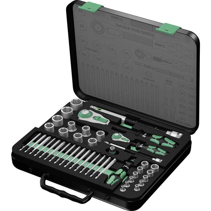 Caja metálica juego de llaves de vaso 8100 sa/sc 2 zyklop 43 pzs.