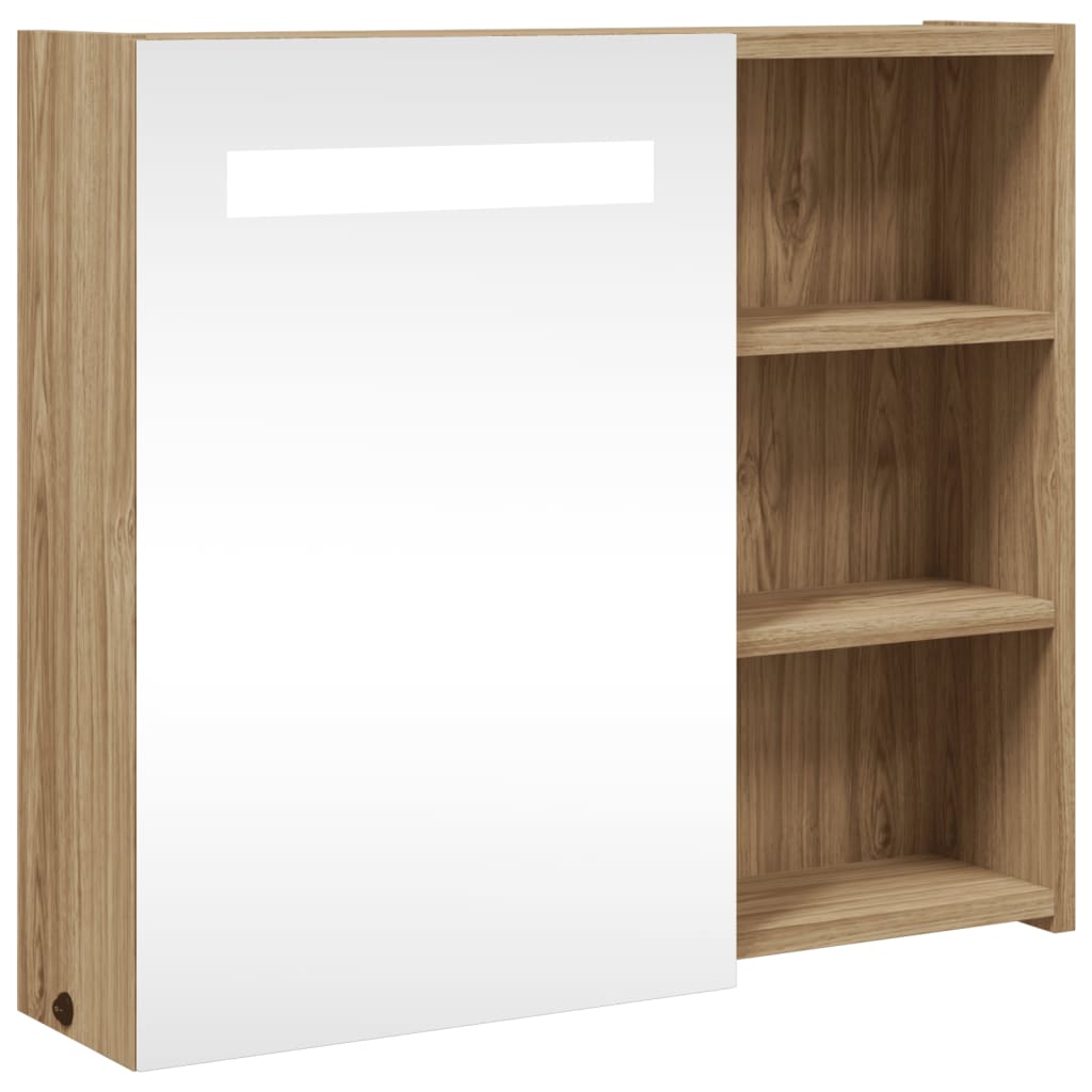 vidaXL mueble de baño con espejo y luz LED roble 60x13x52 cm