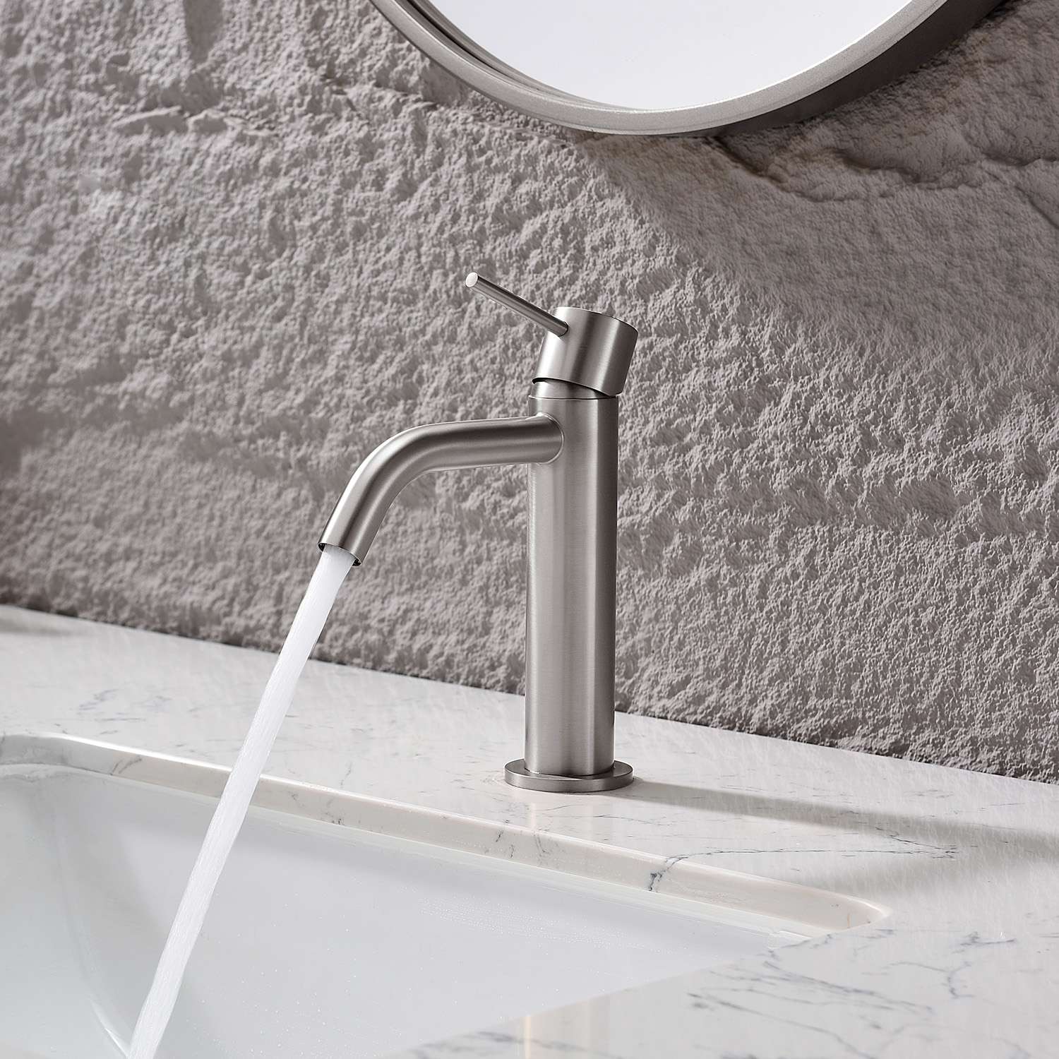 Grifo monomando lavabo sky bath níquel cepillado inox s304 serie promise