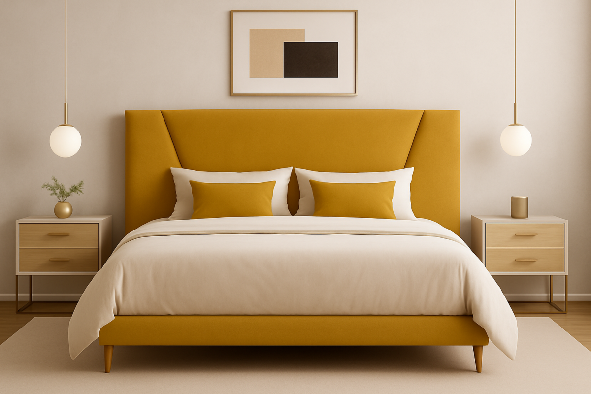 Cabeceros de cama 135 malaga tejido antimanchas mostaza 135*70 cm