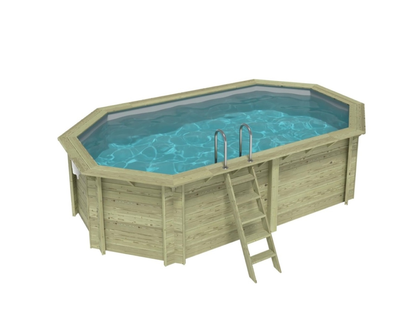 Piscina de madera nemo 5.79x3.49 – h.1.45, gris, con vigas ipn