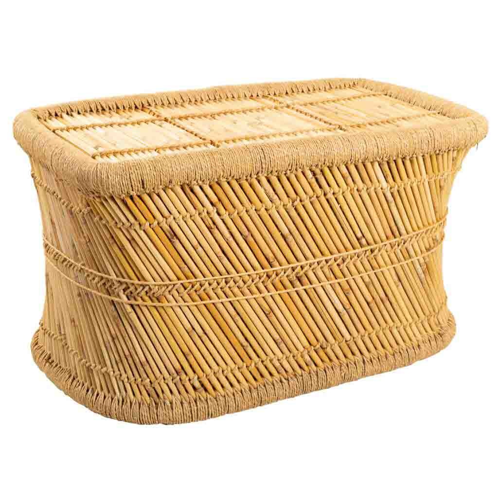 Mesa auxiliar de bambú marrón 79x48x45
