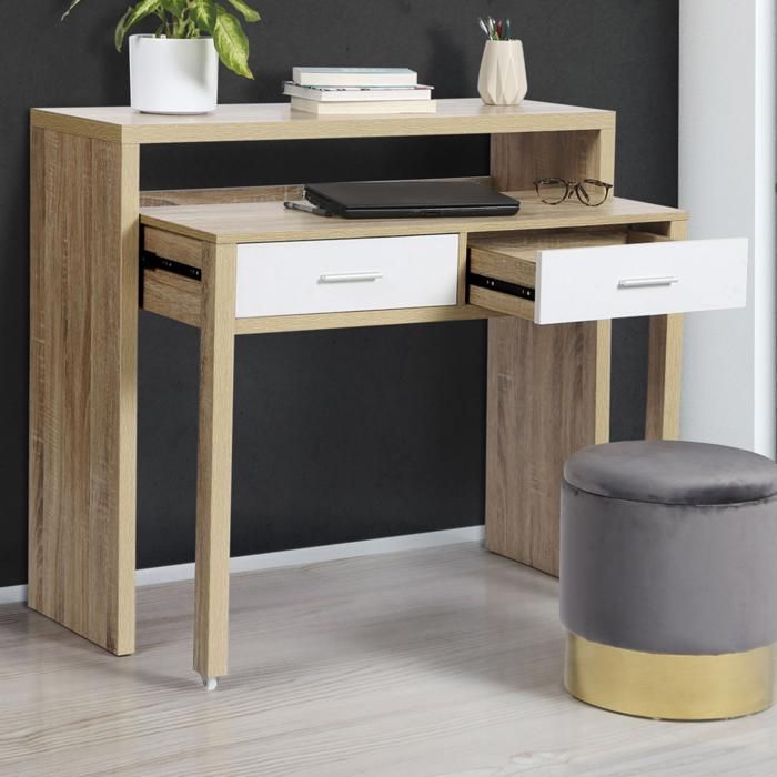 Escritorio extensible - haya blanca - 98,5 x 64 cm