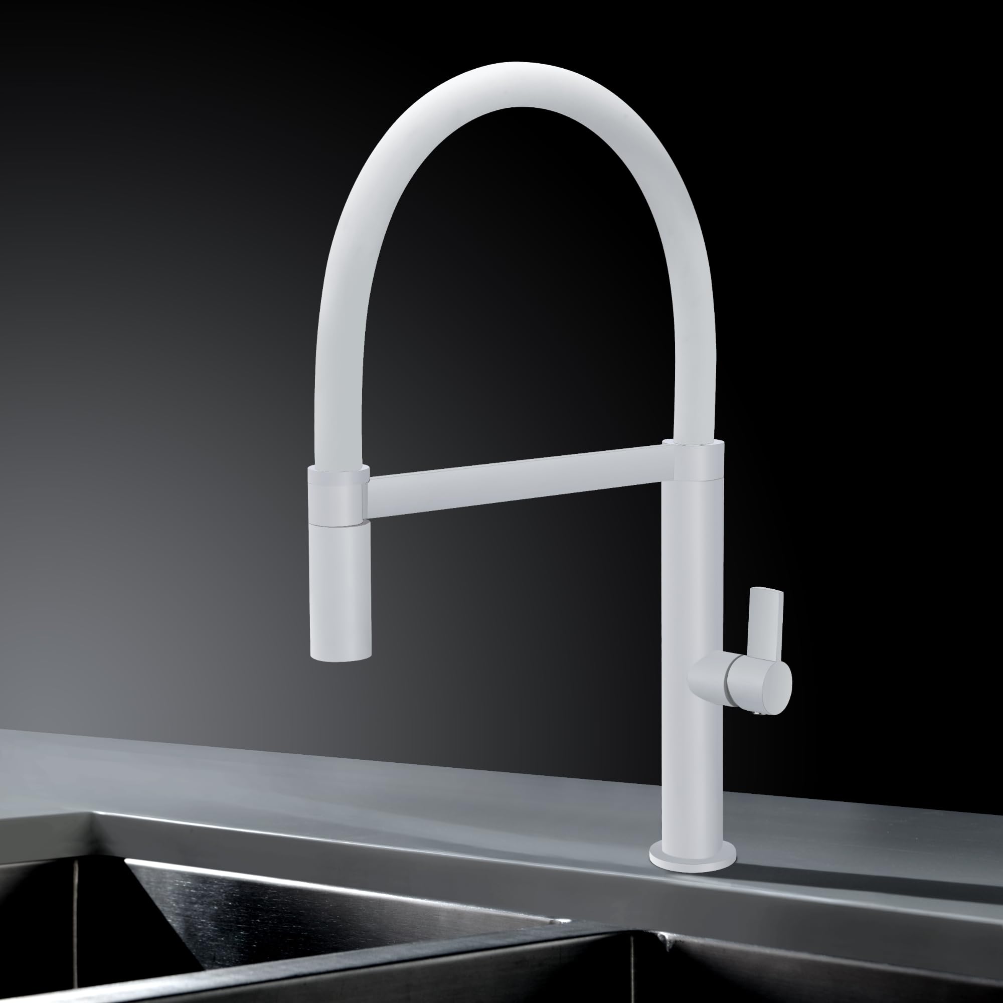 Imex - grifo monomando de cocina extraíble blanco serie laos