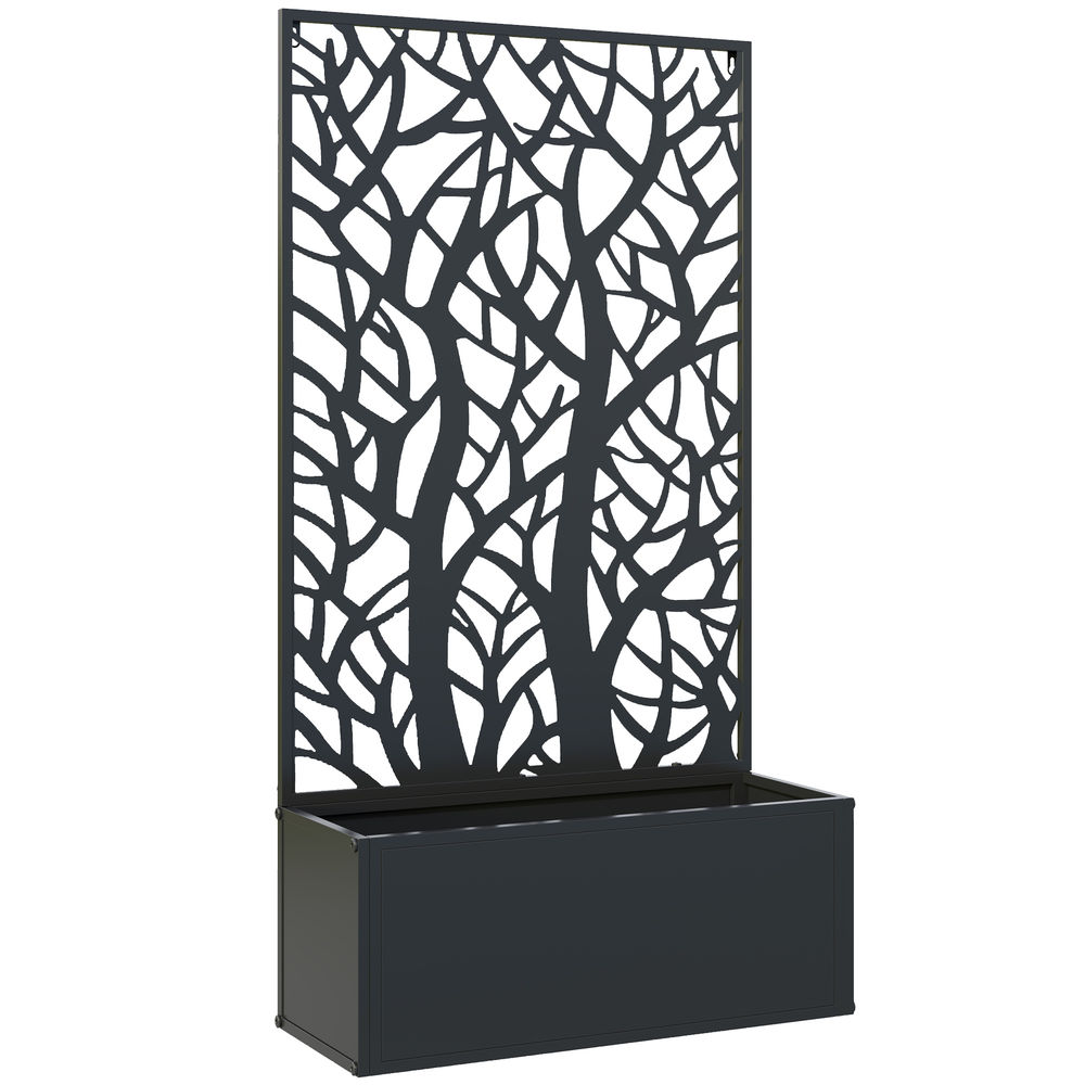 Jardinera exterior 61x23x113 cm metal Outsunny, negro, 84H-168V00BK