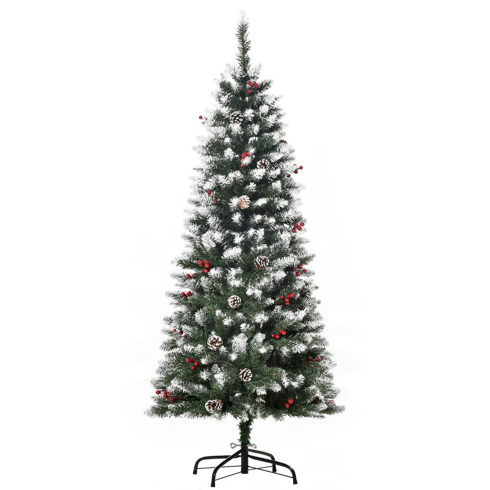 Árbol de navidad 53x53x150 cm acero, PVC color verde Homcom