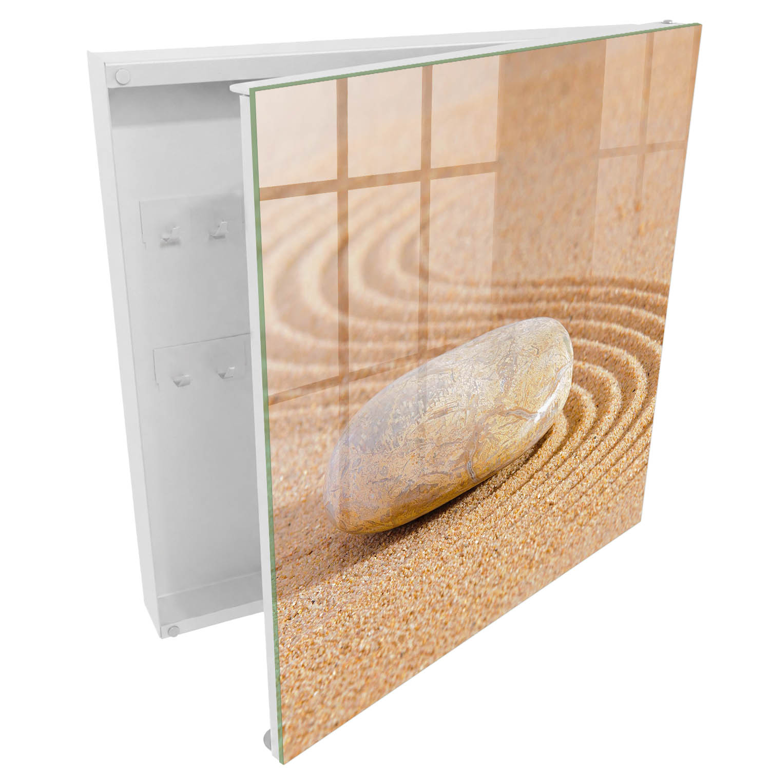 Caja para llaves 30x30x5 una piedra en la arena, apertura derecha