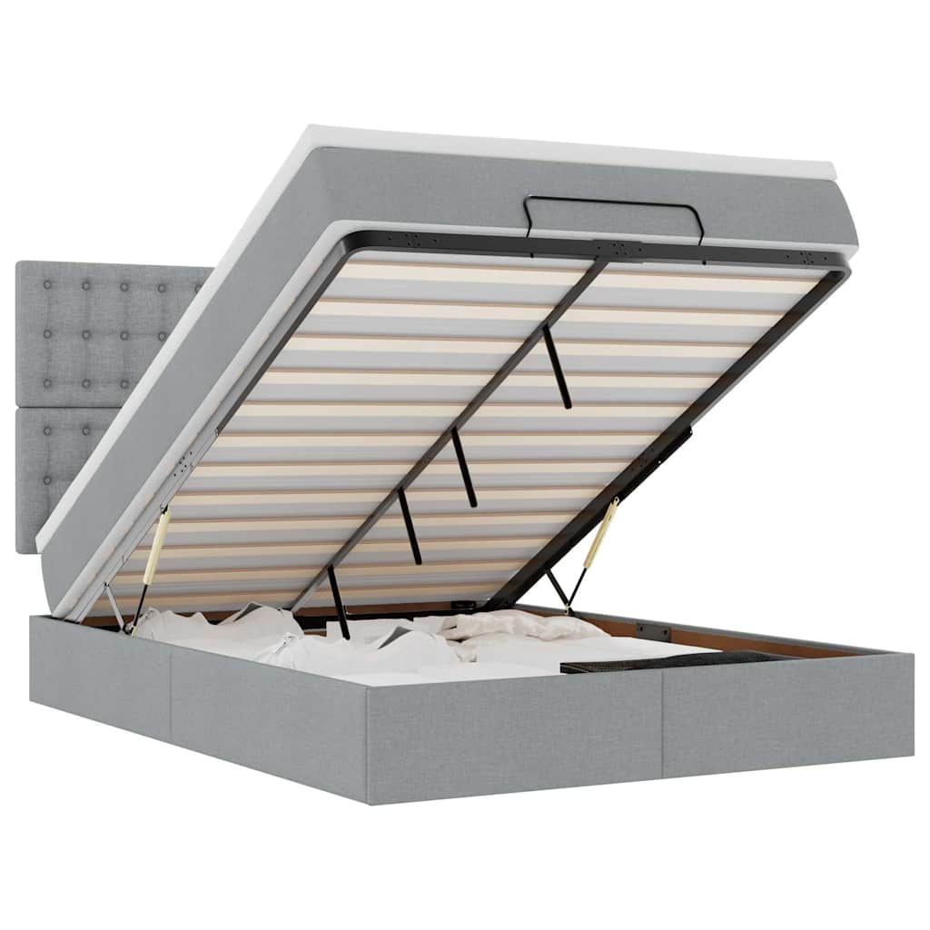 vidaXL estructura cama otomana colchón tela gris claro 140x200cm