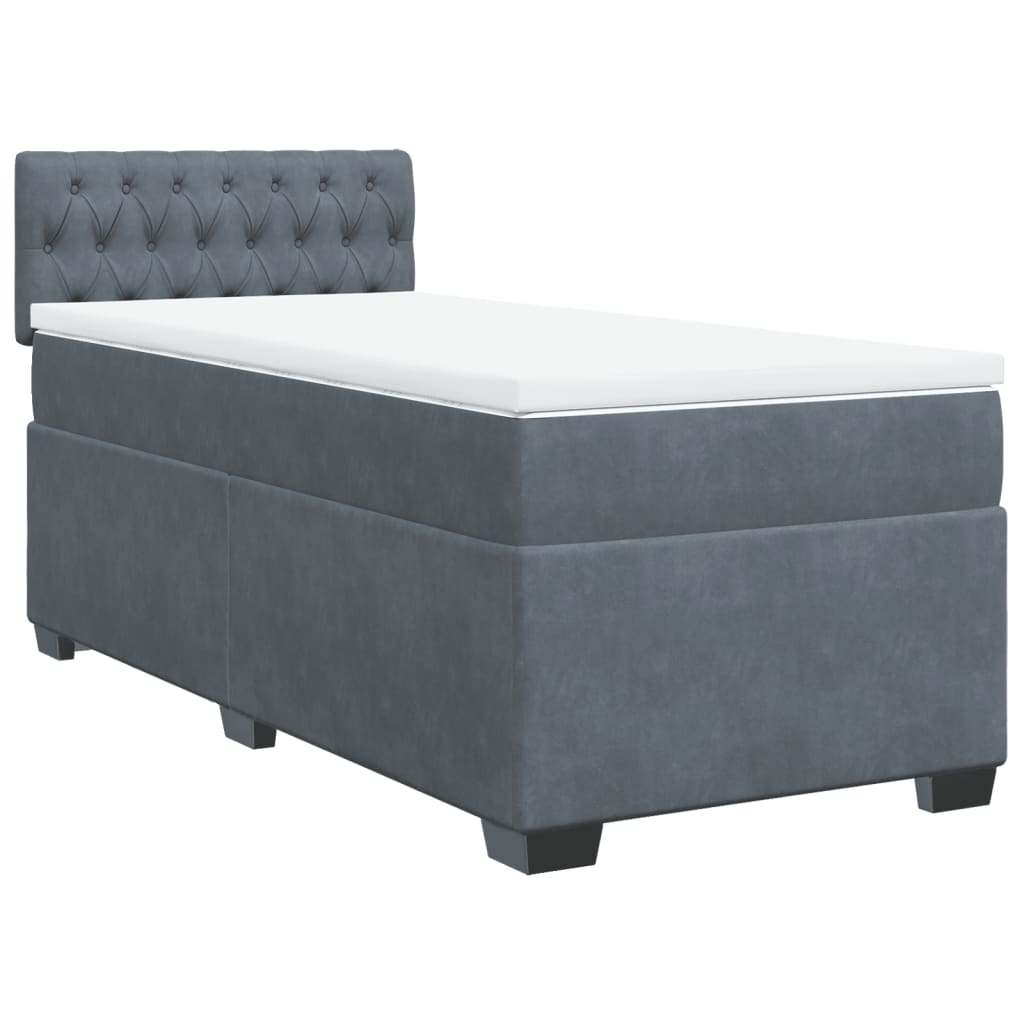 vidaXL cama box spring individual con colchón terciopelo gris oscuro