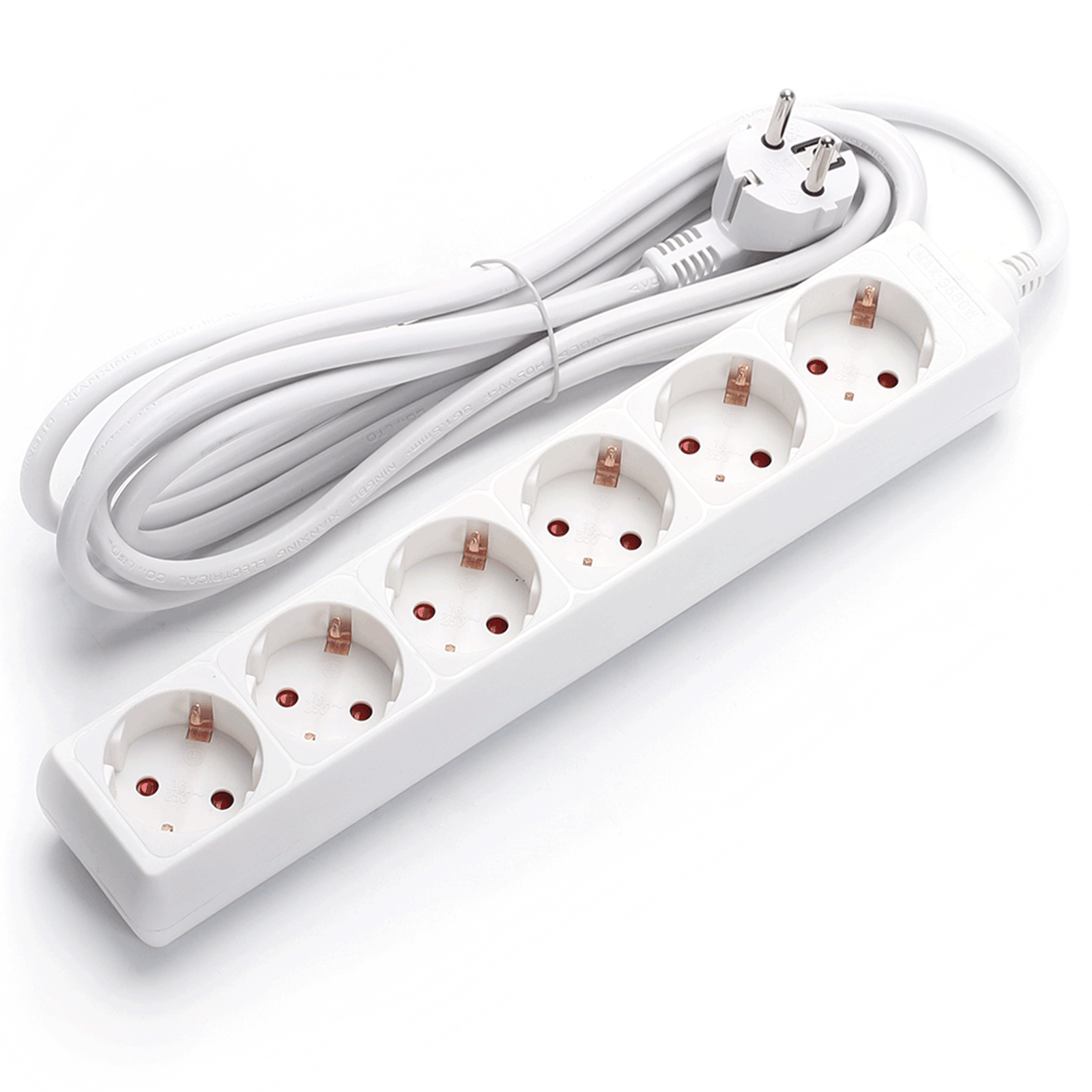 Aigostar regleta 6 enchufes con cable de 1,5m, color blanco