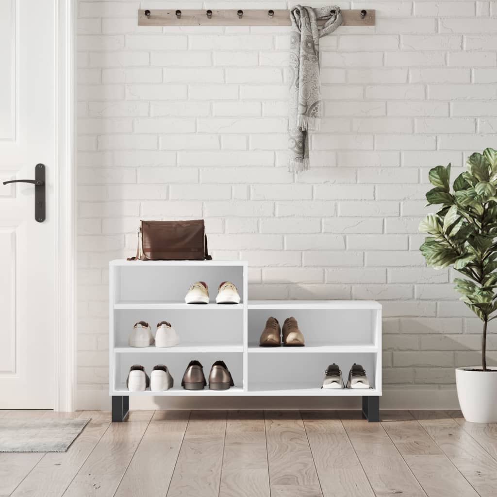 Mueble zapatero madera contrachapada blanco 102x36x60 cm esxt7700