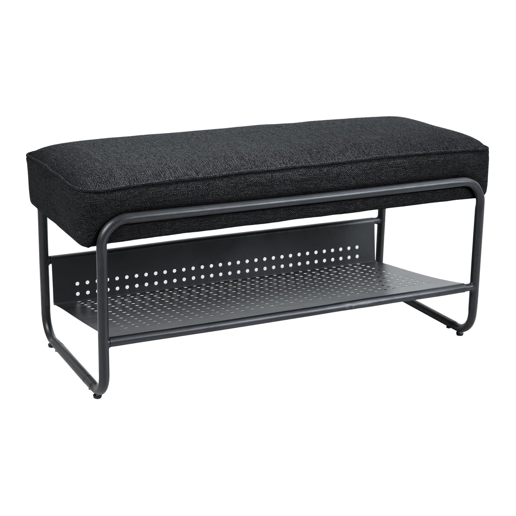 Banco zapatero lillehammer metal/textil 90x37x42cm - negro [en.casa]