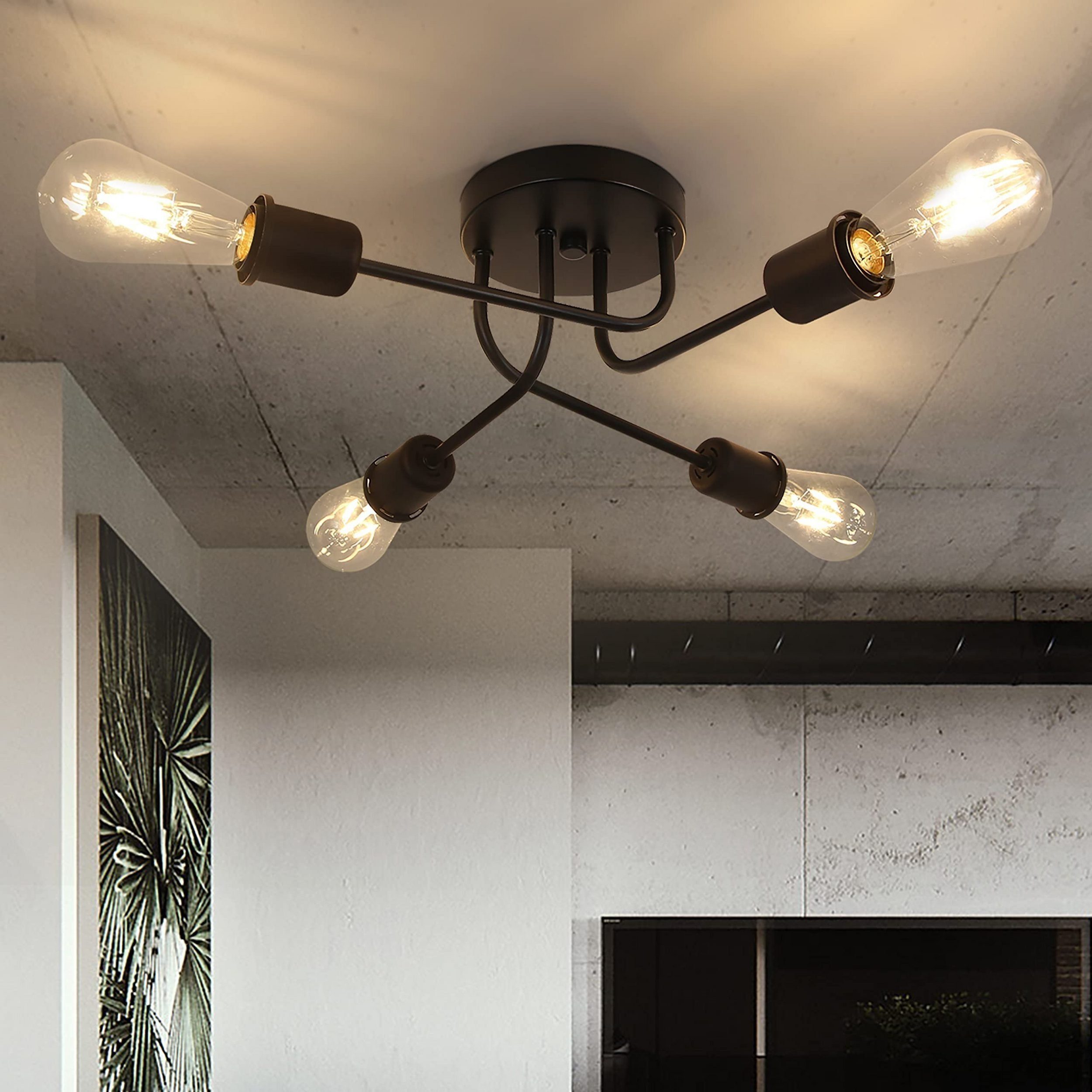 Nettlife lámpara vintage negra - lámpara de salón retro 4 lámparas