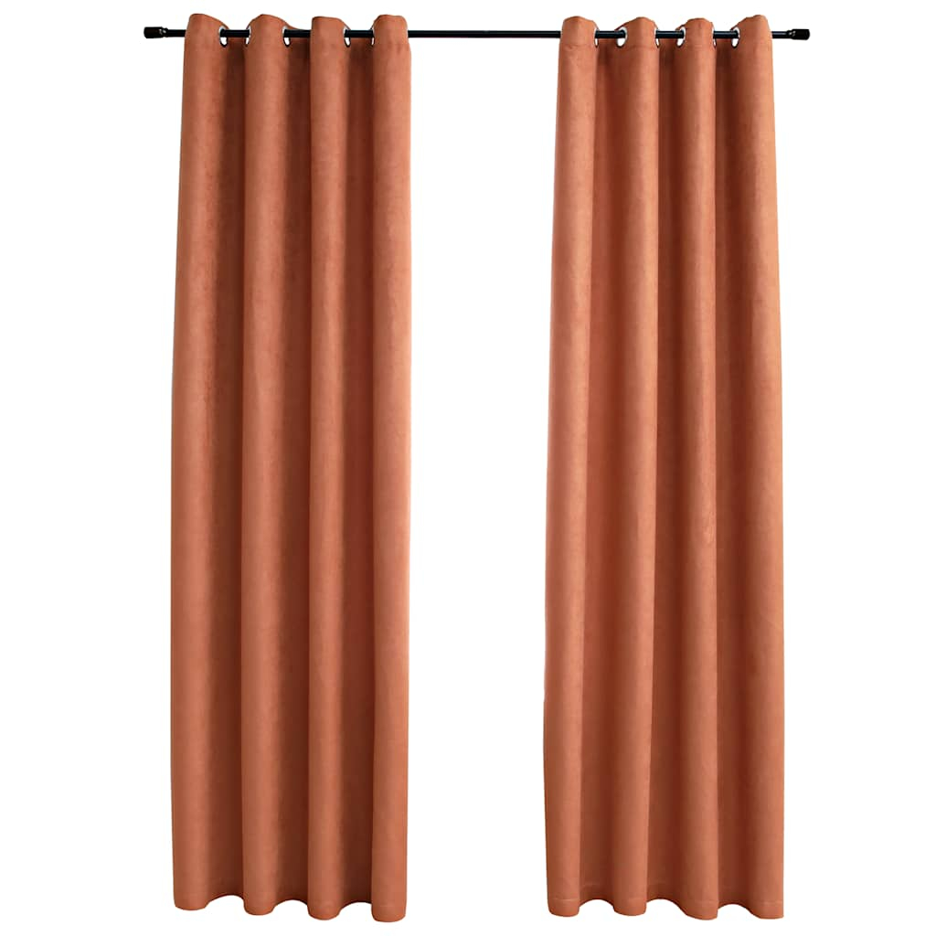 vidaXL cortinas opacas anillas de metal 2 pzs color óxido 140x225 cm