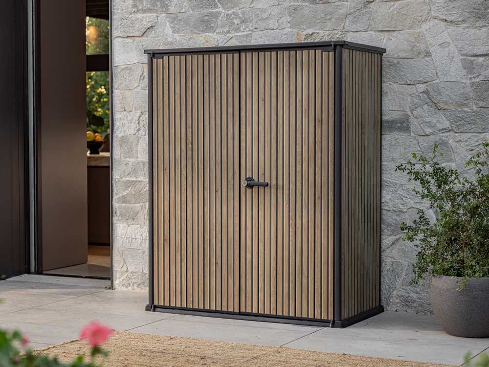 Armario caseta resina jardin signature vertical alto keter marron