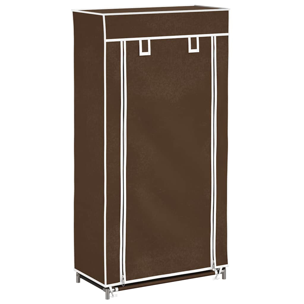 Zapatero de tela con cubierta, marrón, 58 x 28 x 106 cm