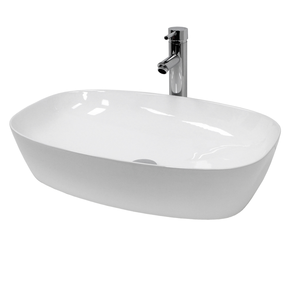 Lavabo cerámico ovalado con agujero 350x205x125 mm blanco