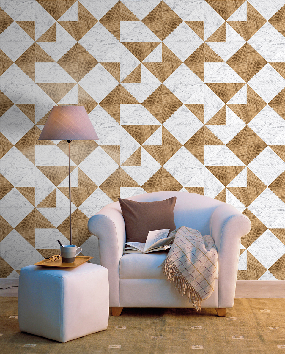 Papel pintado tnt textura madera mármol miel