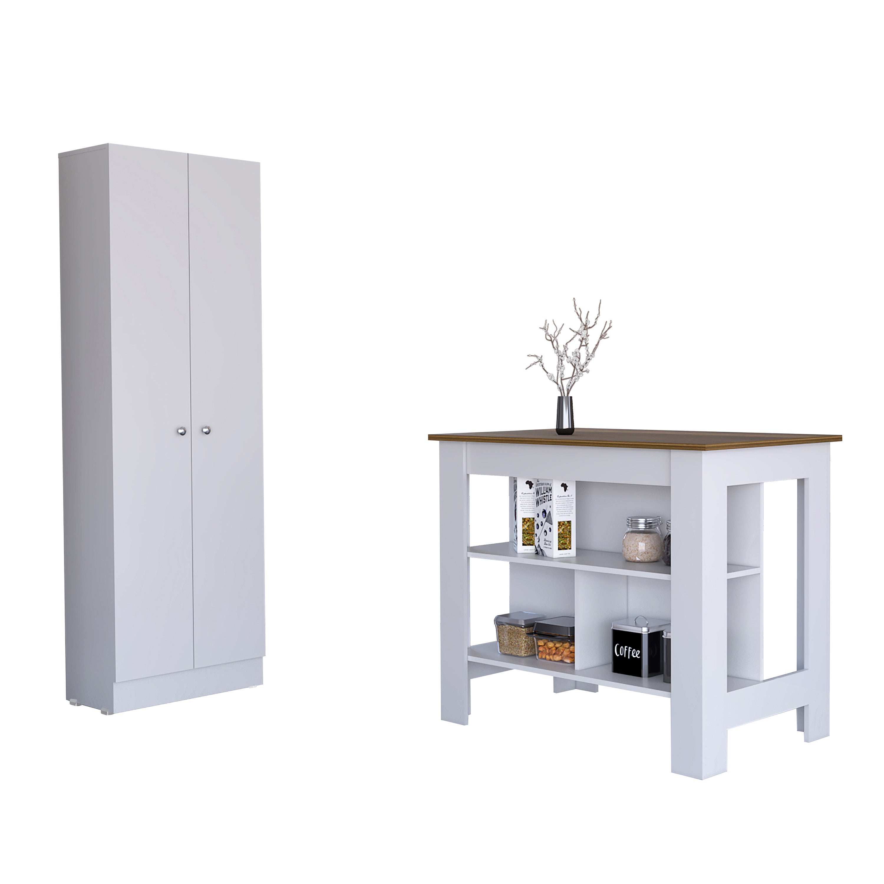 Conjunto charlotte de cocina, isla de cocina + armario multiusos