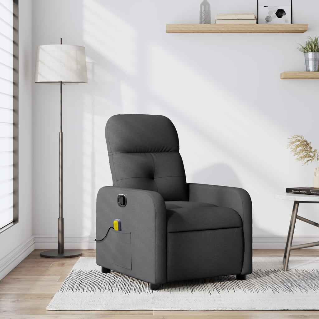 Sillón de masaje reclinable de tela gris oscuro qweo8859