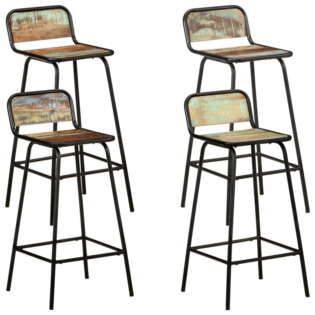 vidaXL taburetes de cocina 4 unidades madera maciza reciclada