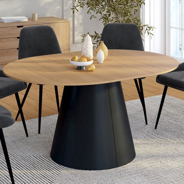 Mesa redonda extensible angele madera negra - 110-150 cm