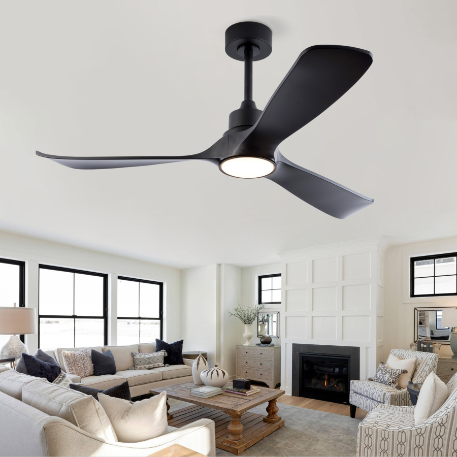 Ventilador de techo con luz 52 pulgadas abs negro reversible