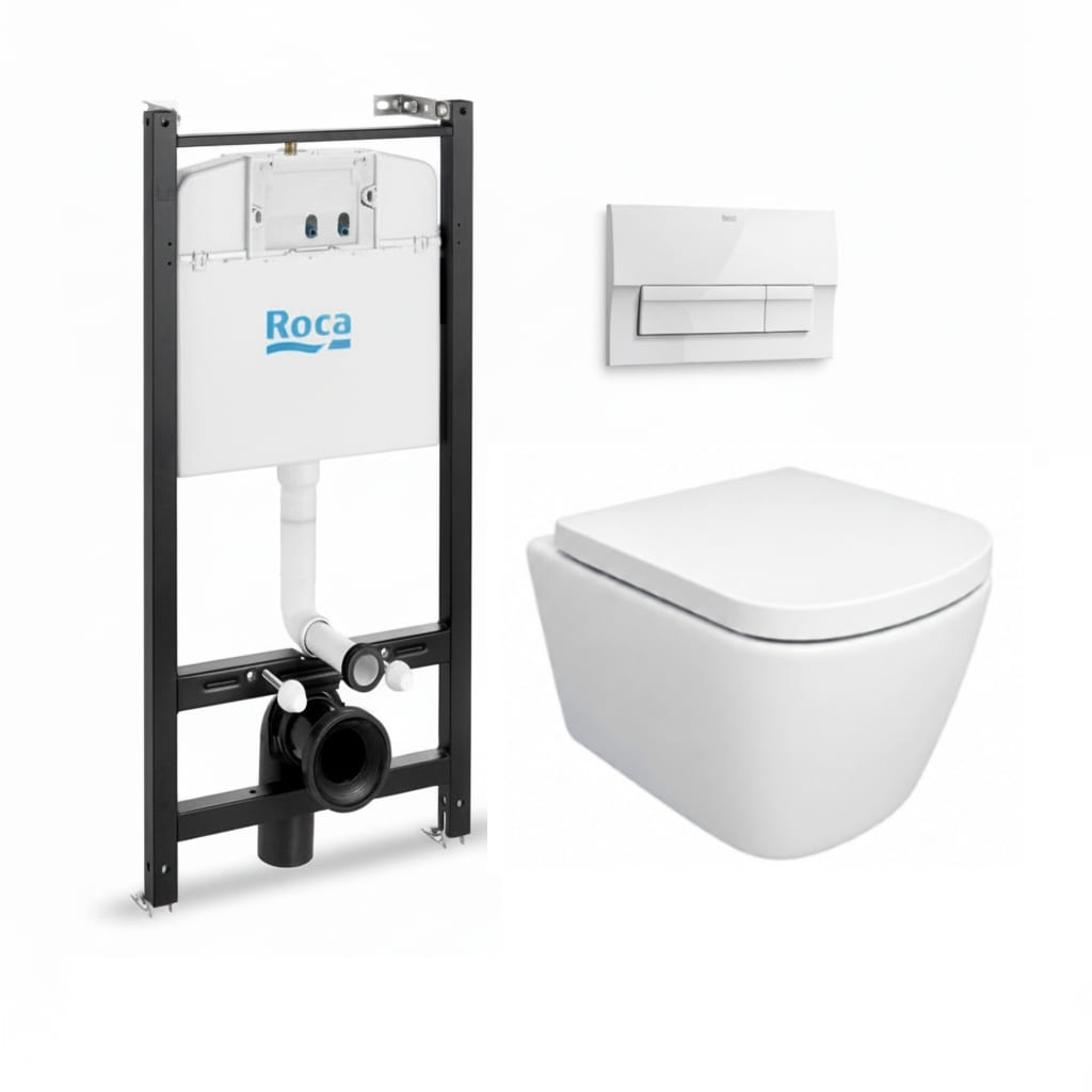 Pack bastidor roca active blanco + wc tornado link azulbath