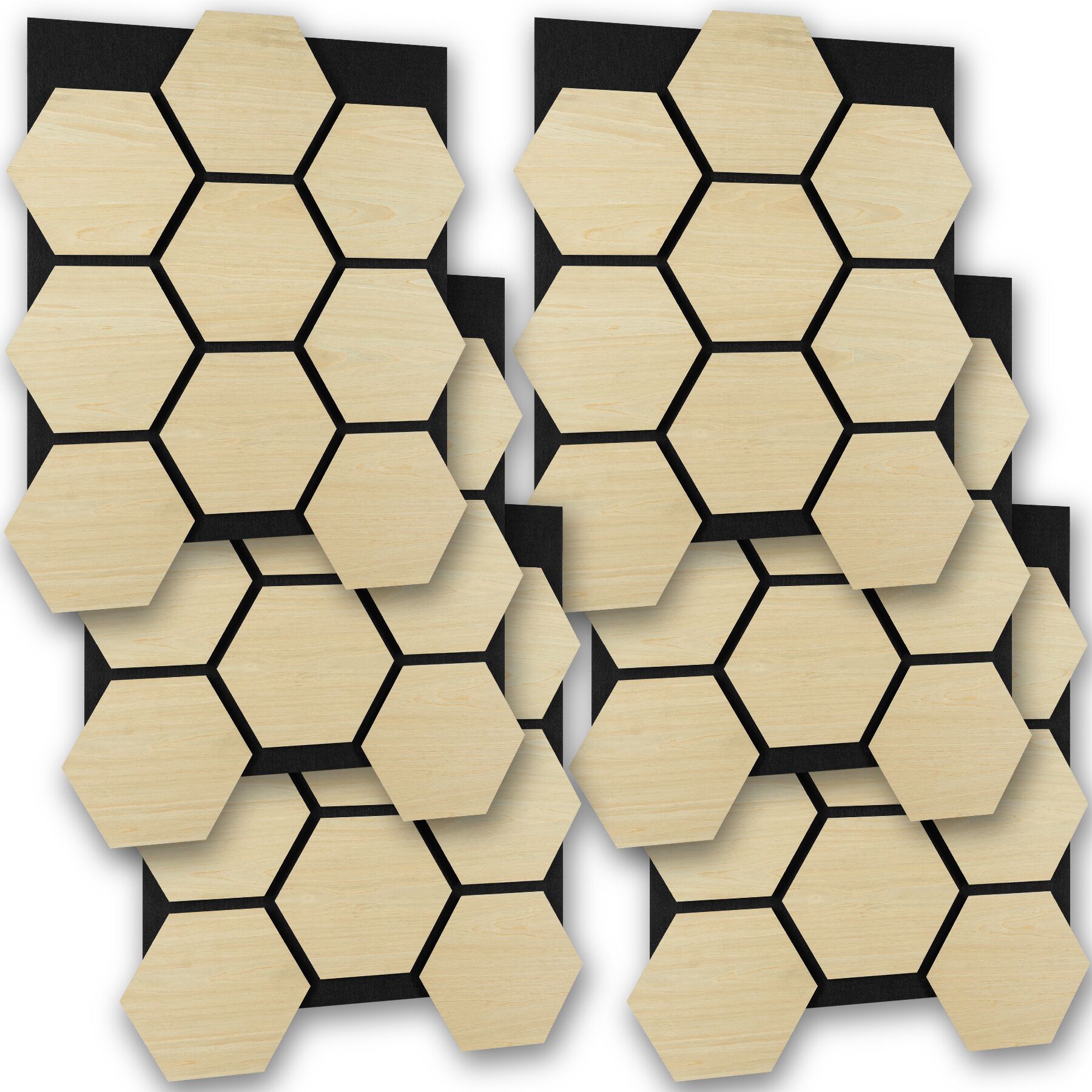 Tectake 6 paneles acústicos mdf madera, absorción sonora, roble claro