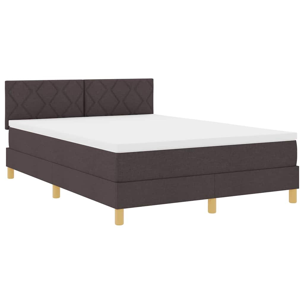vidaXL cama box spring con colchón marrón oscuro 140 x 200 cm tela