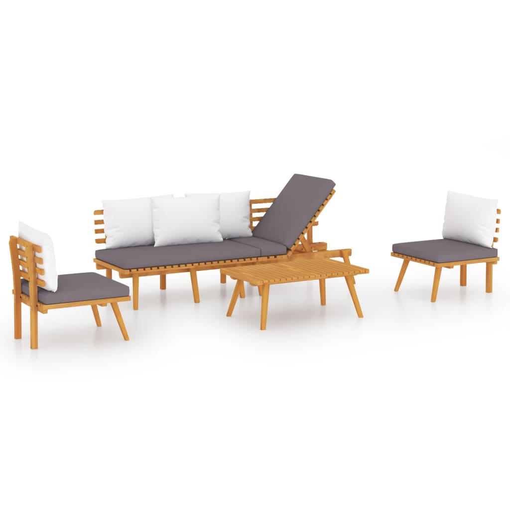vidaXL muebles de jardín 4 piezas con cojines madera maciza de acacia