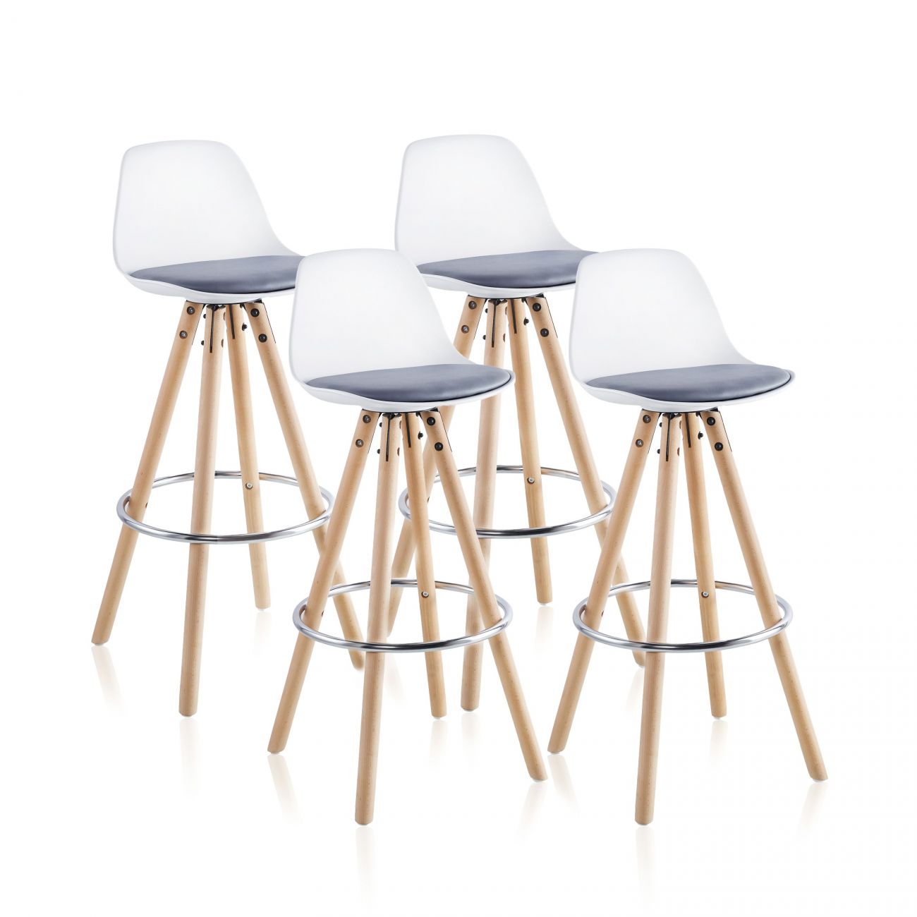 Pack 4 taburetes altos 96x41 cm leif blanco - gris