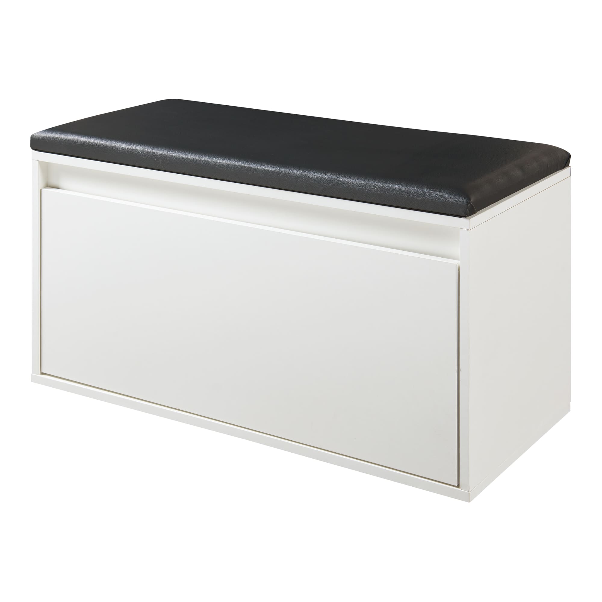 Banco zapatero degerfors con cajón 80x39x45 cm - blanco/negro [en.casa]