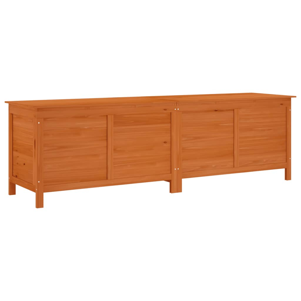 vidaXL arcón de jardín madera maciza abeto marrón 198,5x50x56,5 cm