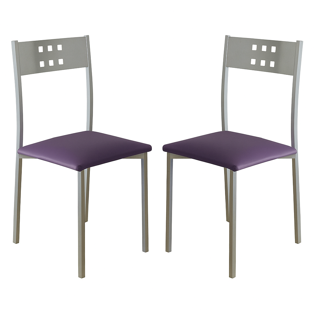 Momma Home set de 2 sillas de cocina xara en polipiel morada