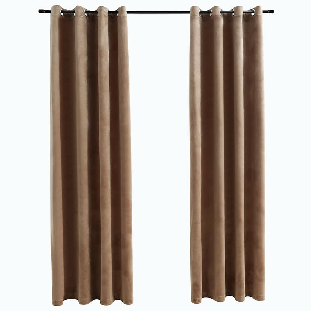 vidaXL cortinas opacas con anillas 2 uds terciopelo beige 140x225 cm
