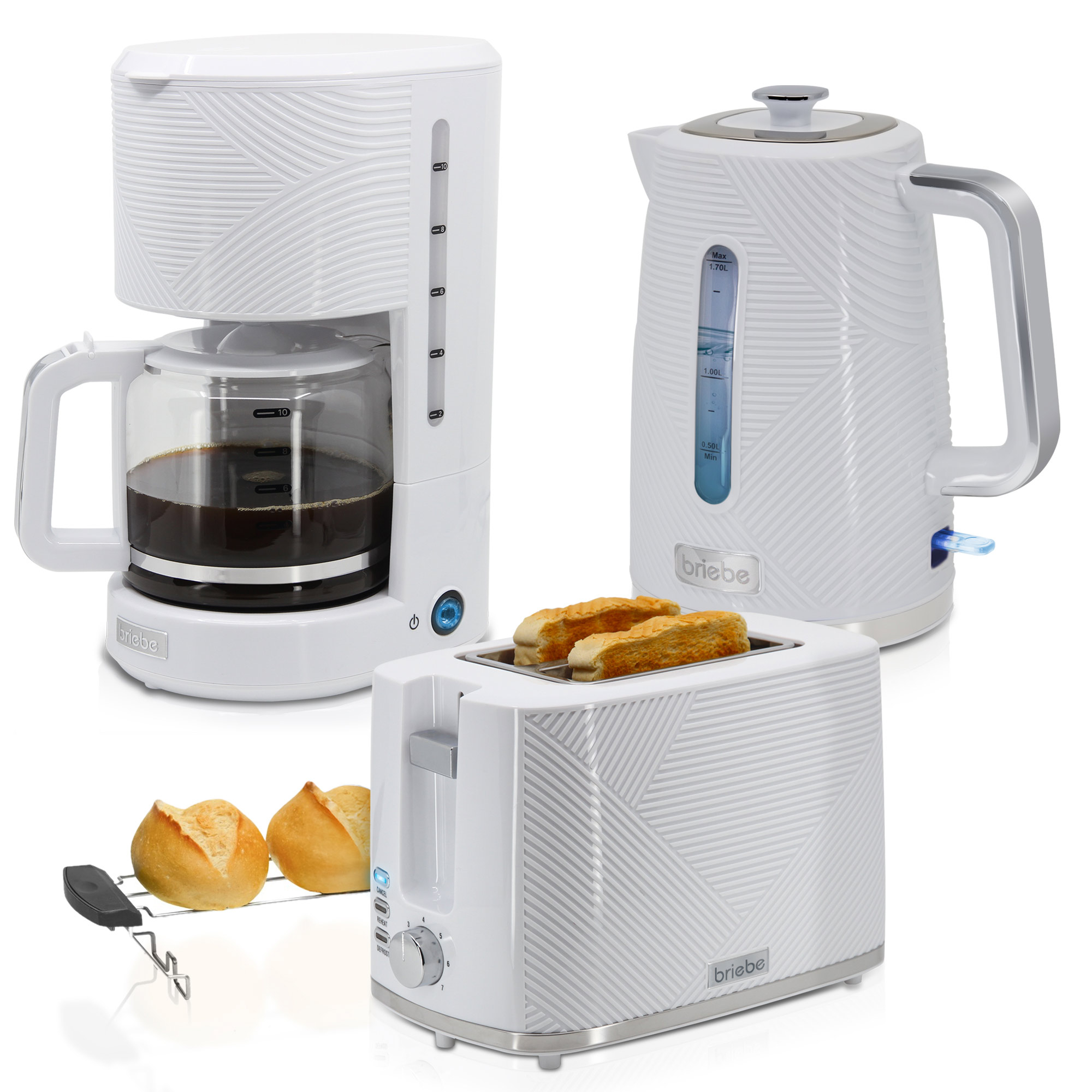 Elegance set tostador pan ranura ancha 2 reba briebe skt1178wht blanco