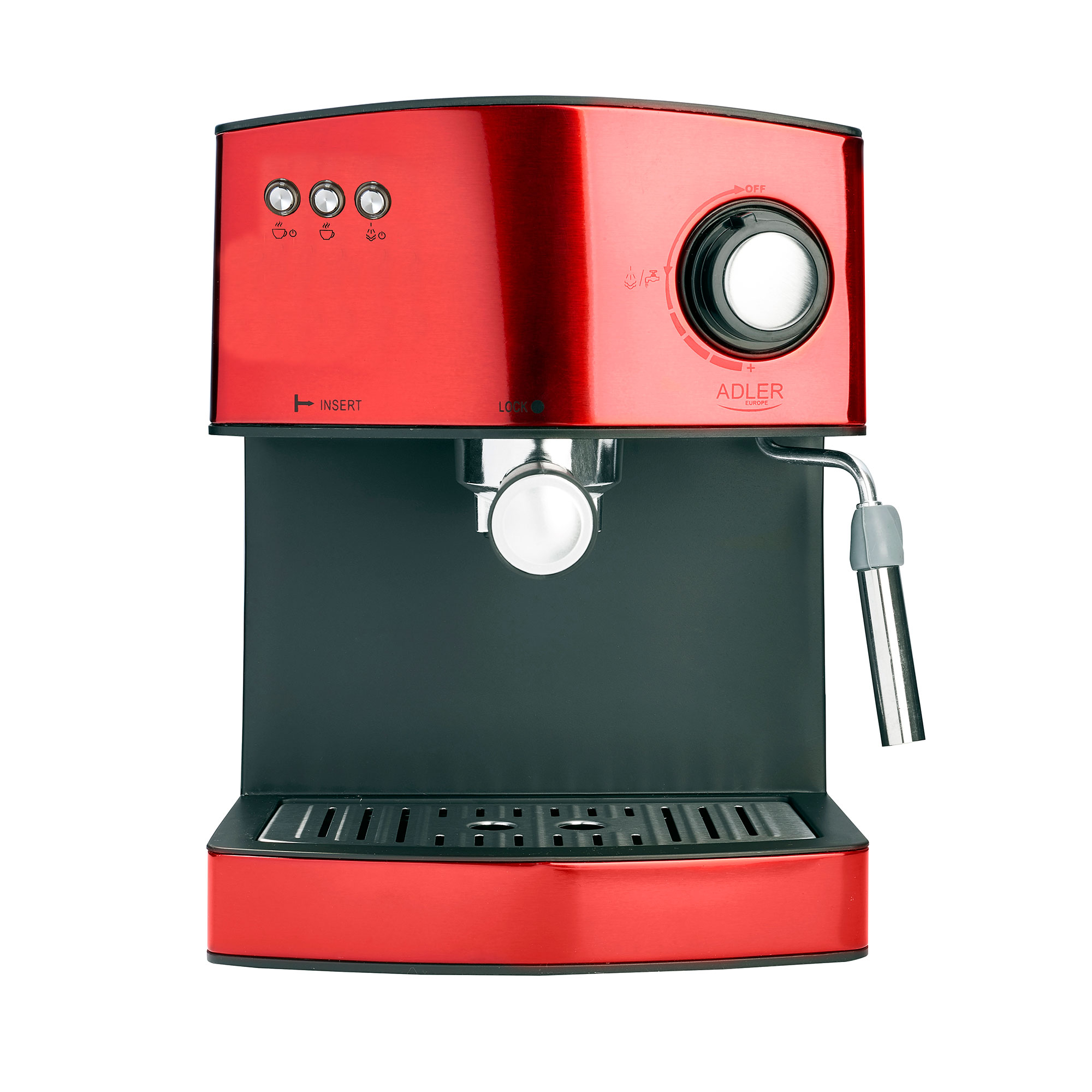 Cafetera espresso manual 15 bares 1,6 l, braz adler ad 4404r rojo 850w