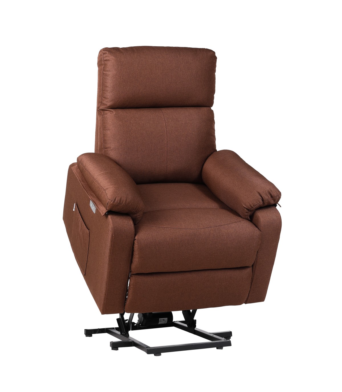 Ecode® sillón eléctrico de tela Marrón con levantapersonas calor y usb