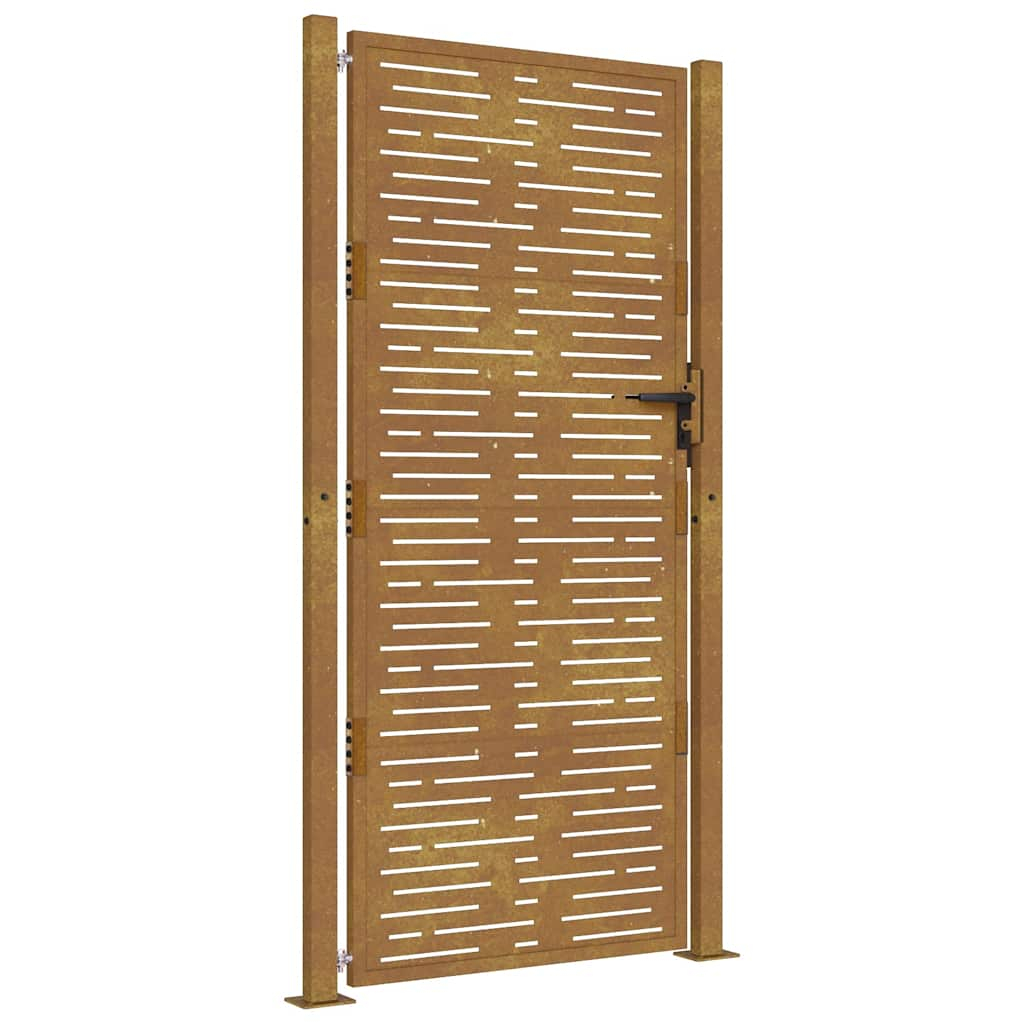 vidaXL puerta de jardín 100x175 cm de acero corten con diseño cuadrado