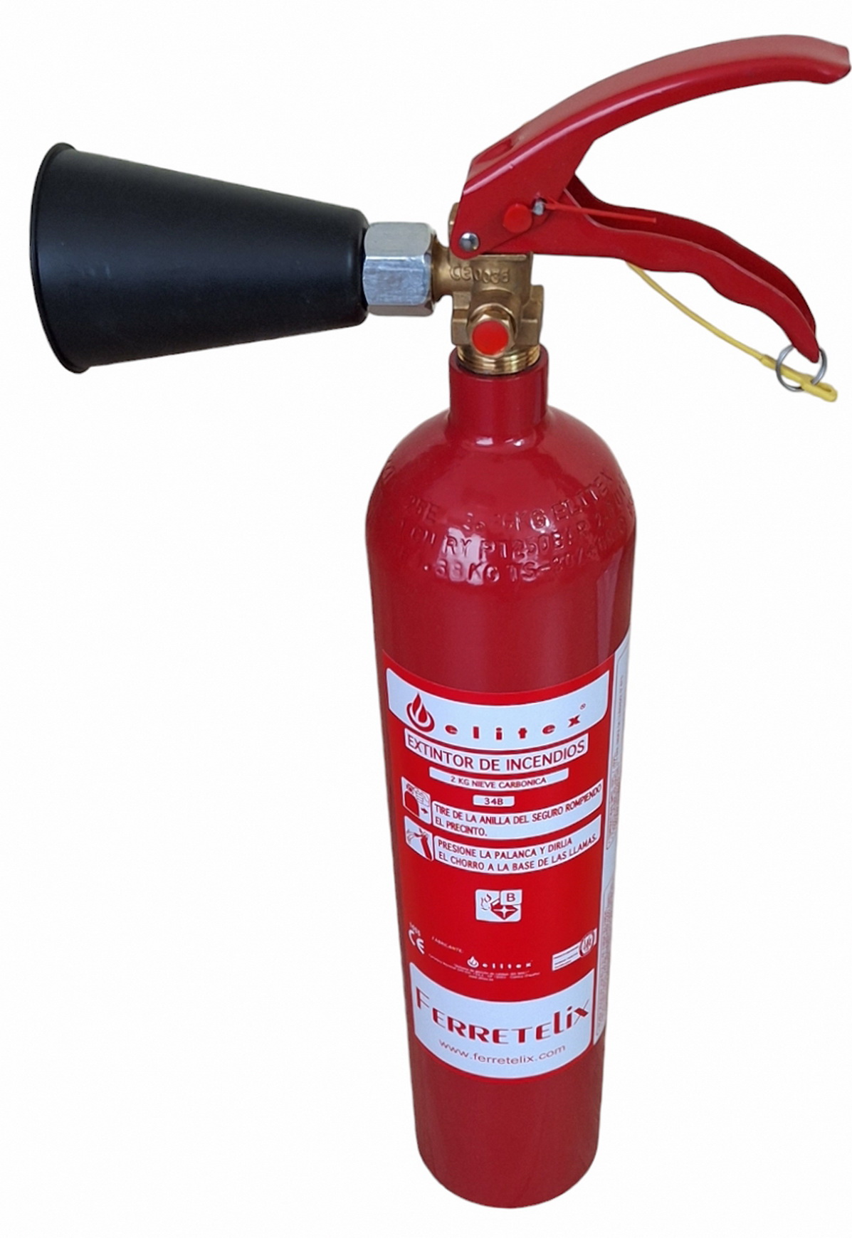 FERRETELIX® Extintor de 2kg de co2 con soporte de pared y difusor