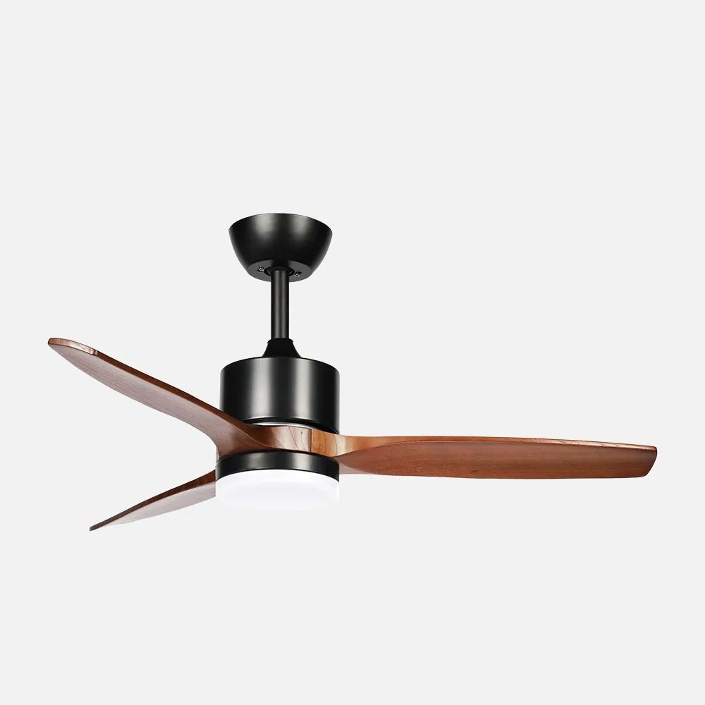 Ventilador dc montiel 18w negro/roble 3aspas 6vel 106d luz opcional 2250lm