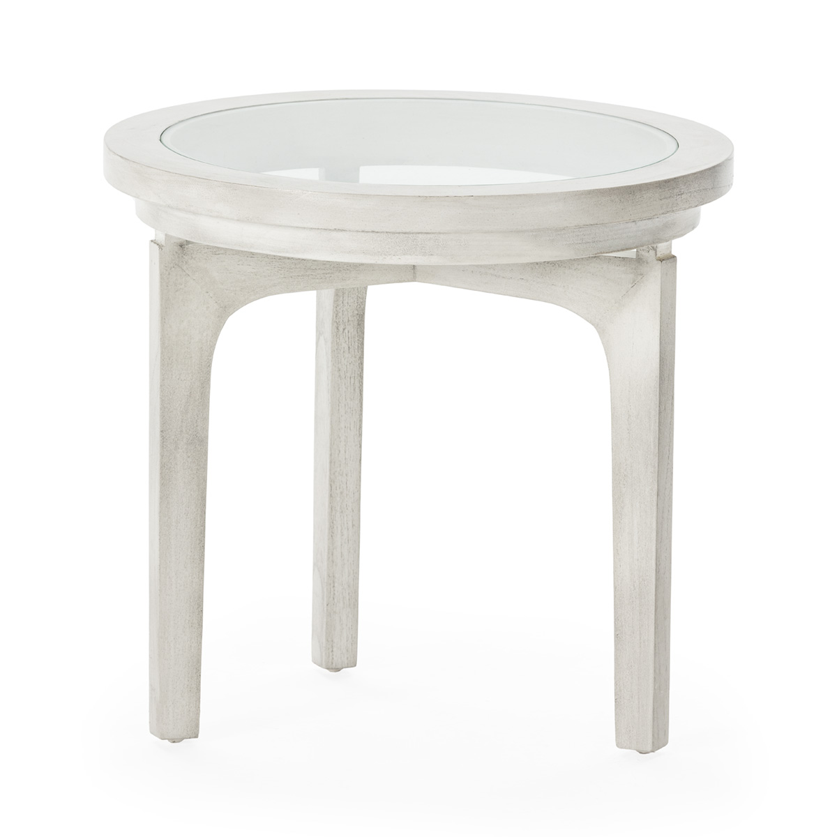 Mesa auxiliar 50x50x48 madera gris velado, cristal
