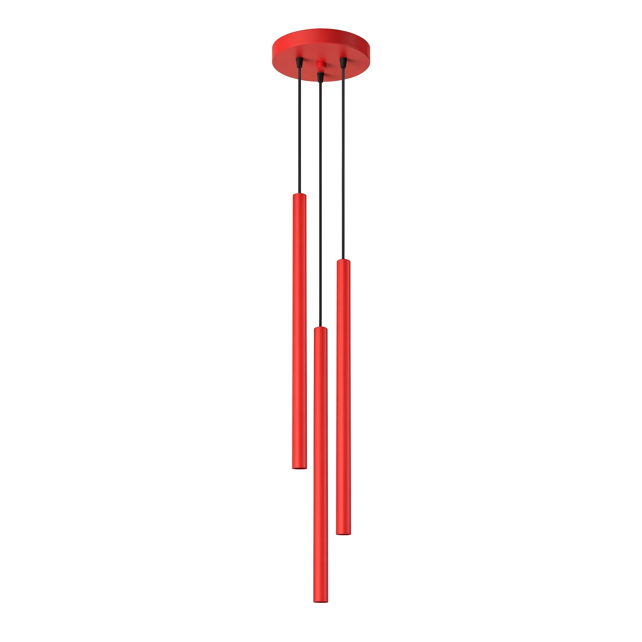 Lámparas colgantes pastelo 3 rojo acero 19.5x115x19.5cm