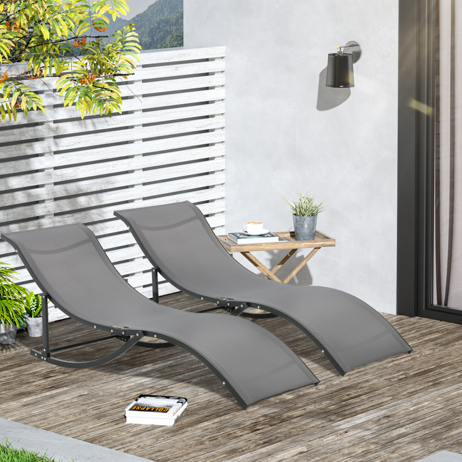 Tumbona plegable doble gris oscuro 165 x 61 x 63 cm