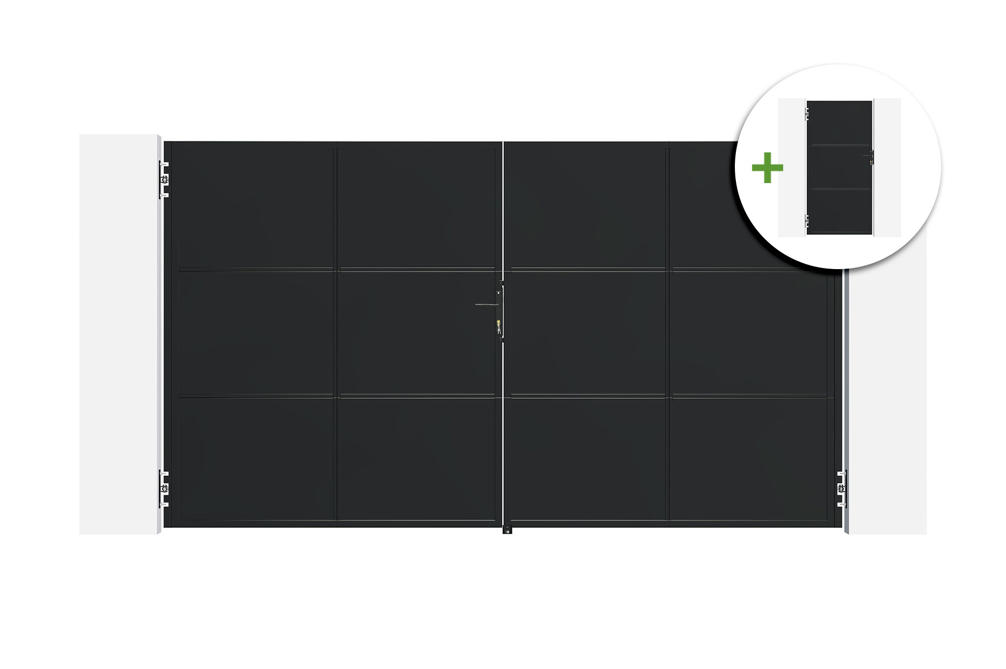 Puerta nali acero negro 3,5x2 m + portillo 2 m