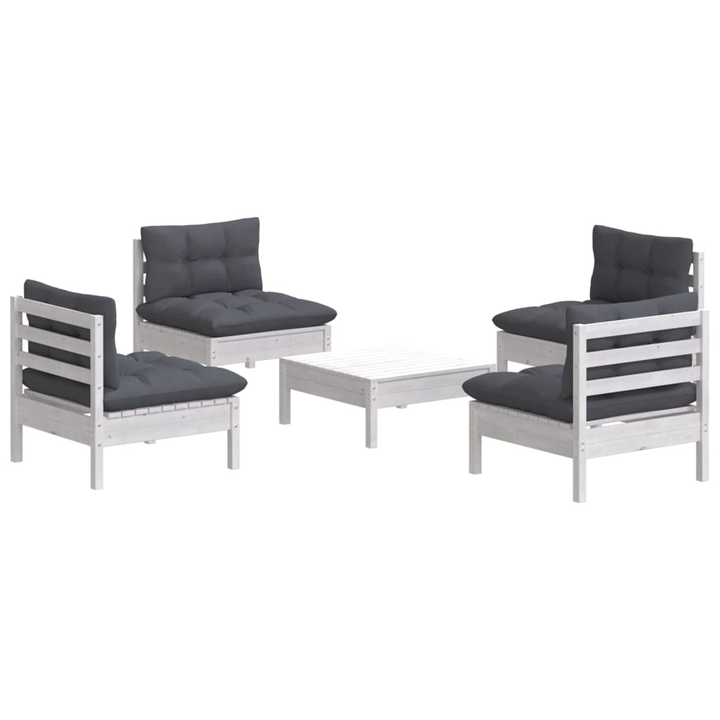 vidaXL muebles de jardín 5 pzas con cojines antracita madera de pino