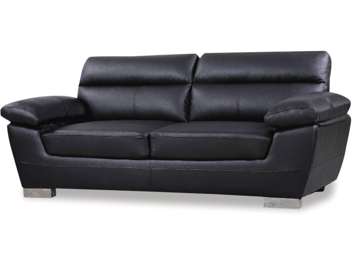 Sofá cuero reconstituido / PVC dallas - 3 plazas - negro