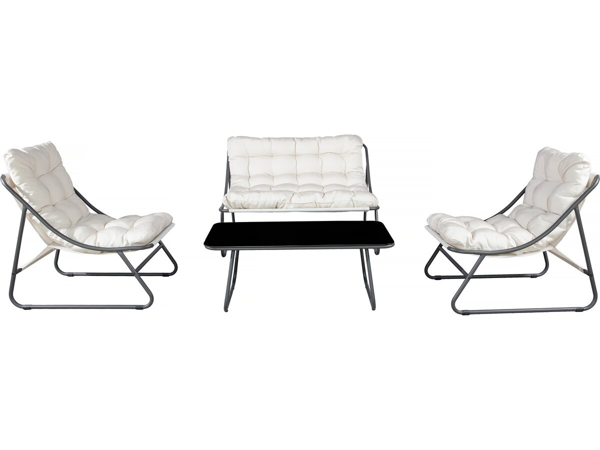 Conjunto de jardín de metal con cojines <<aria>> - 4 plazas - beige