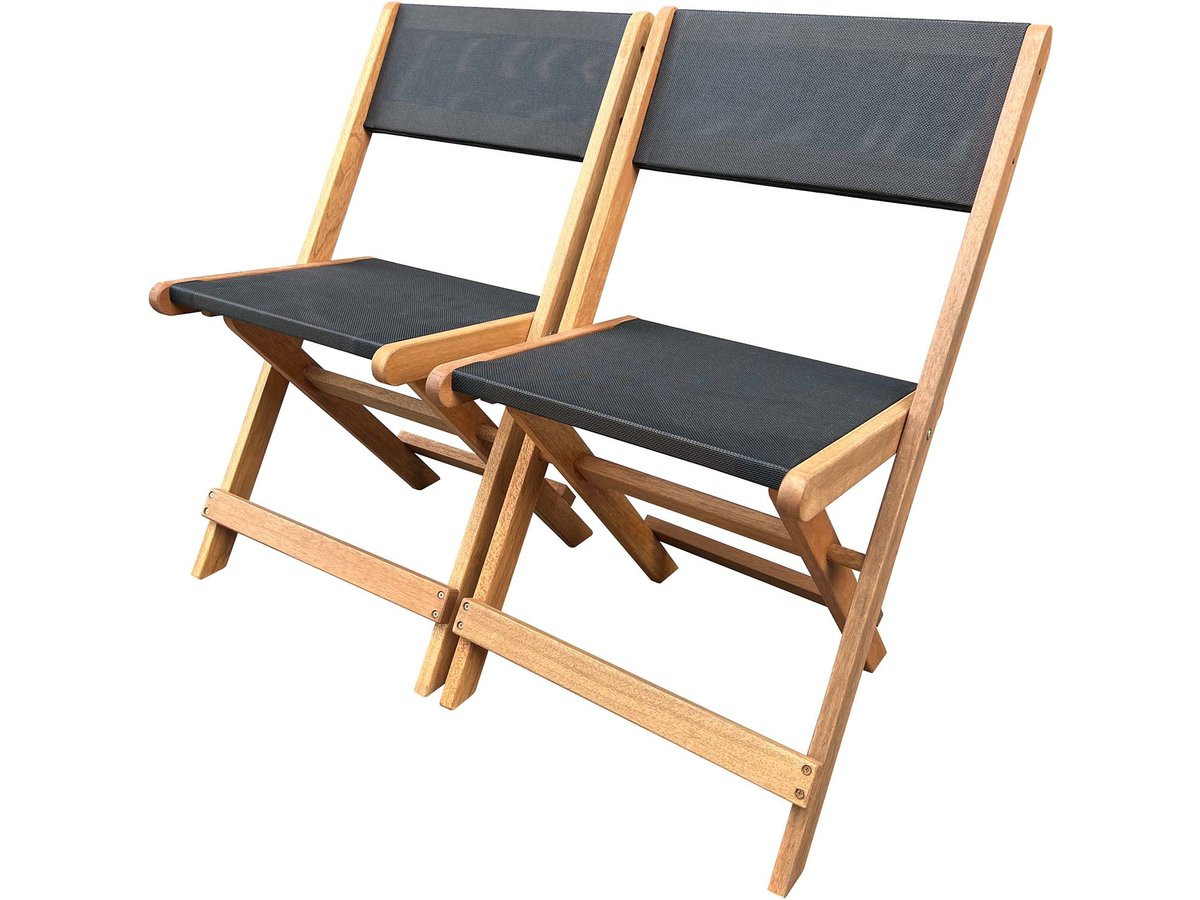 Silla plegable de madera exótica "seoul" - arce - negro - lote de 2